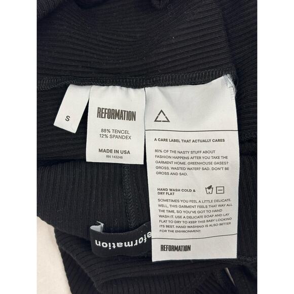 Reformation Ruffle Strap Bodysuit Ribbed Black Size S Coquette Whimsygoth - Picture 7 of 7